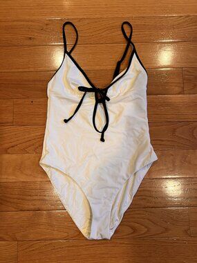 Onia White With Black Trim One Piece Swimsuit Size Small